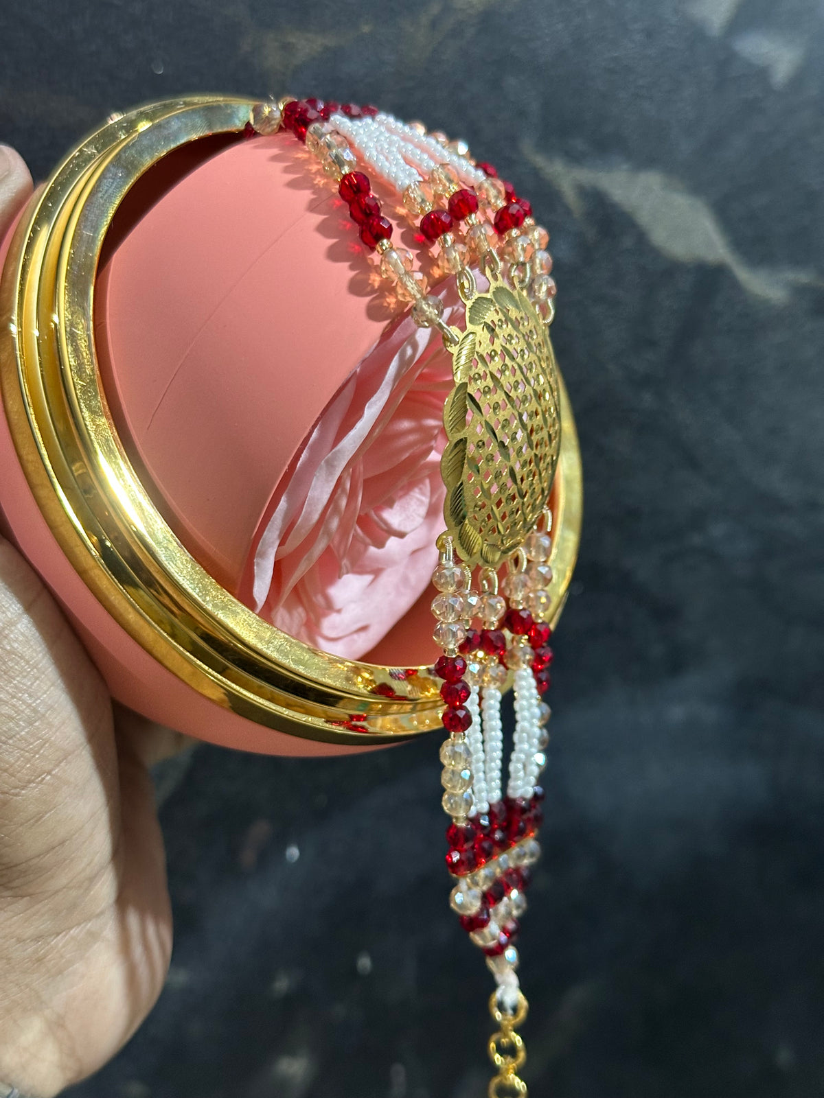 SILVER BEADS BRACELET (Gold polished)