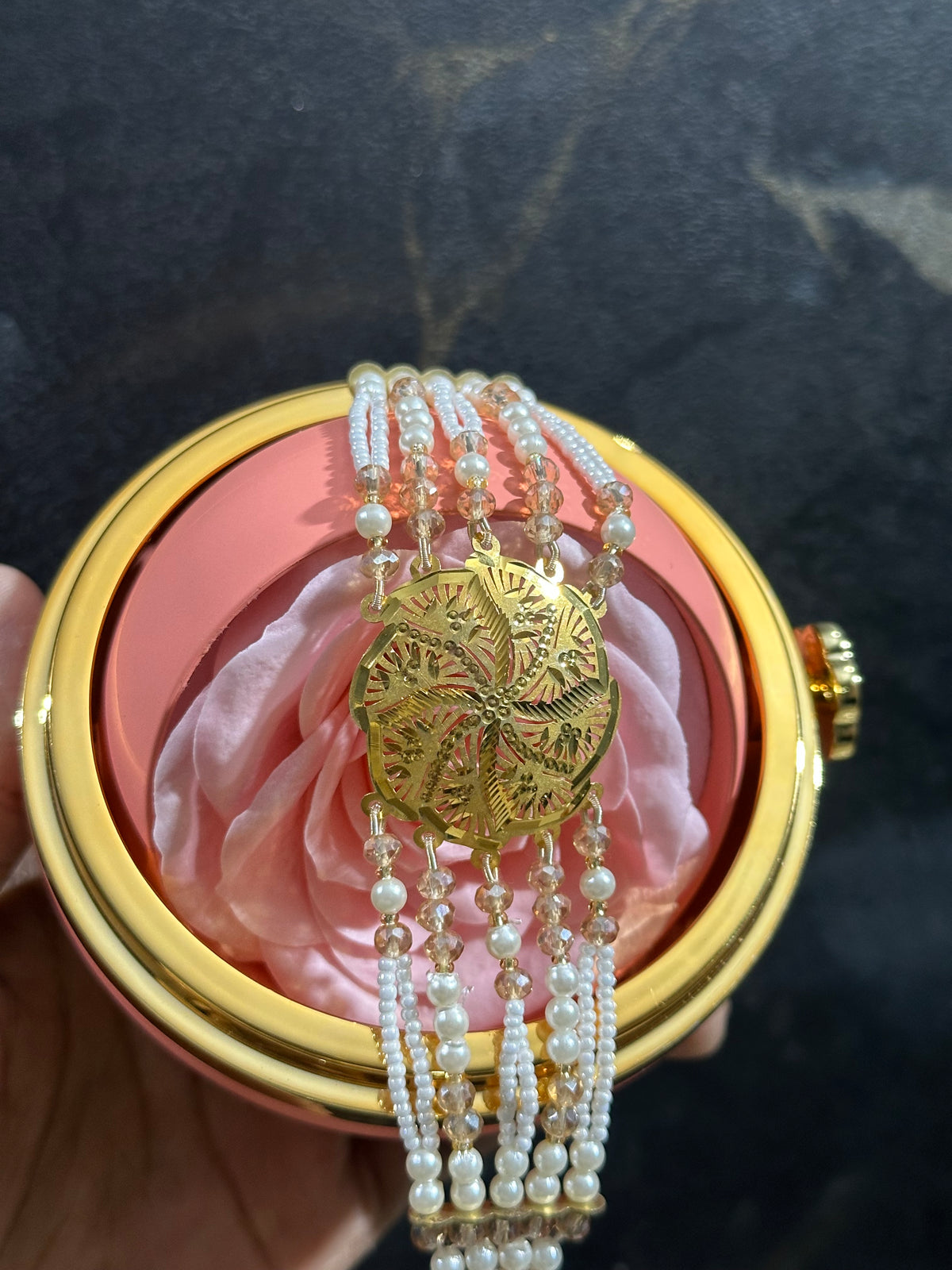 SILVER BEADS BRACELET (Gold polished)