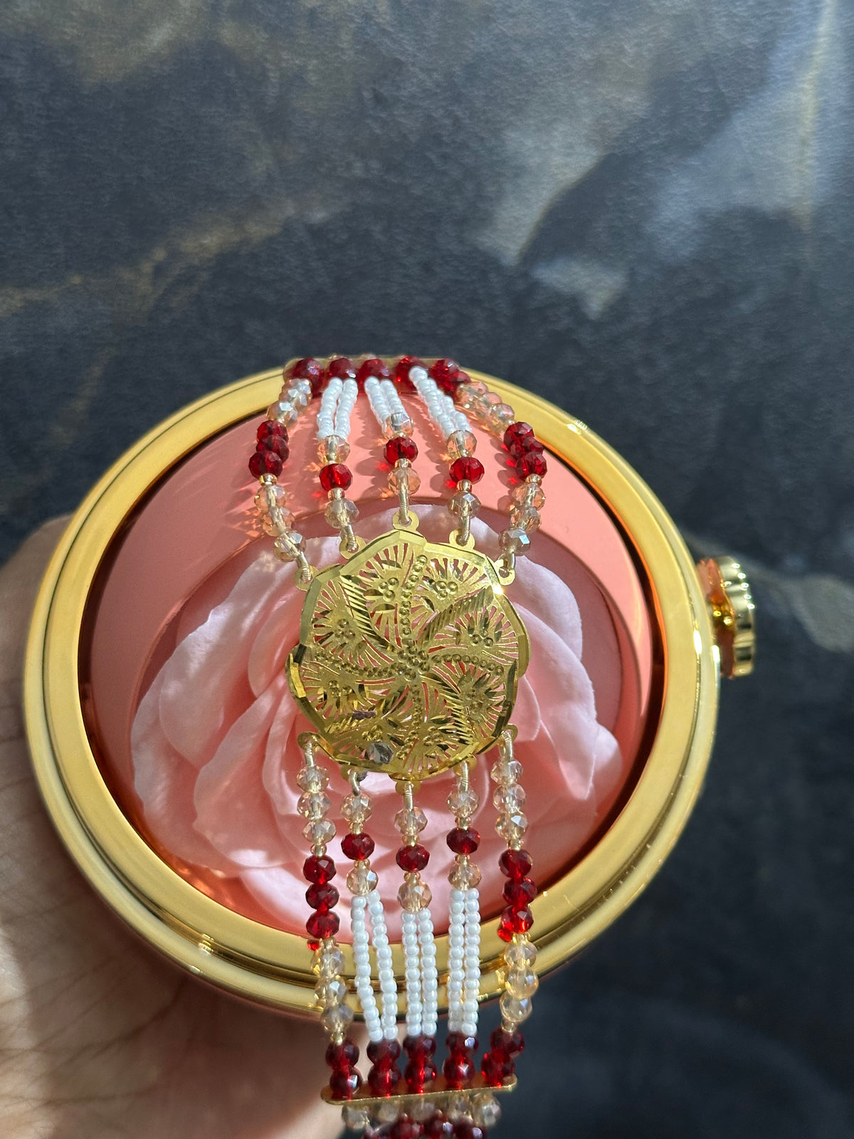 SILVER BEADS BRACELET (Gold polished)