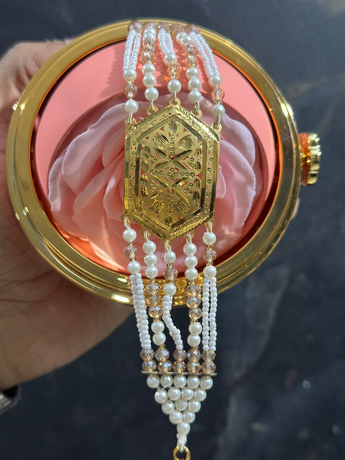 SILVER BEADS BRACELET (Gold polished)
